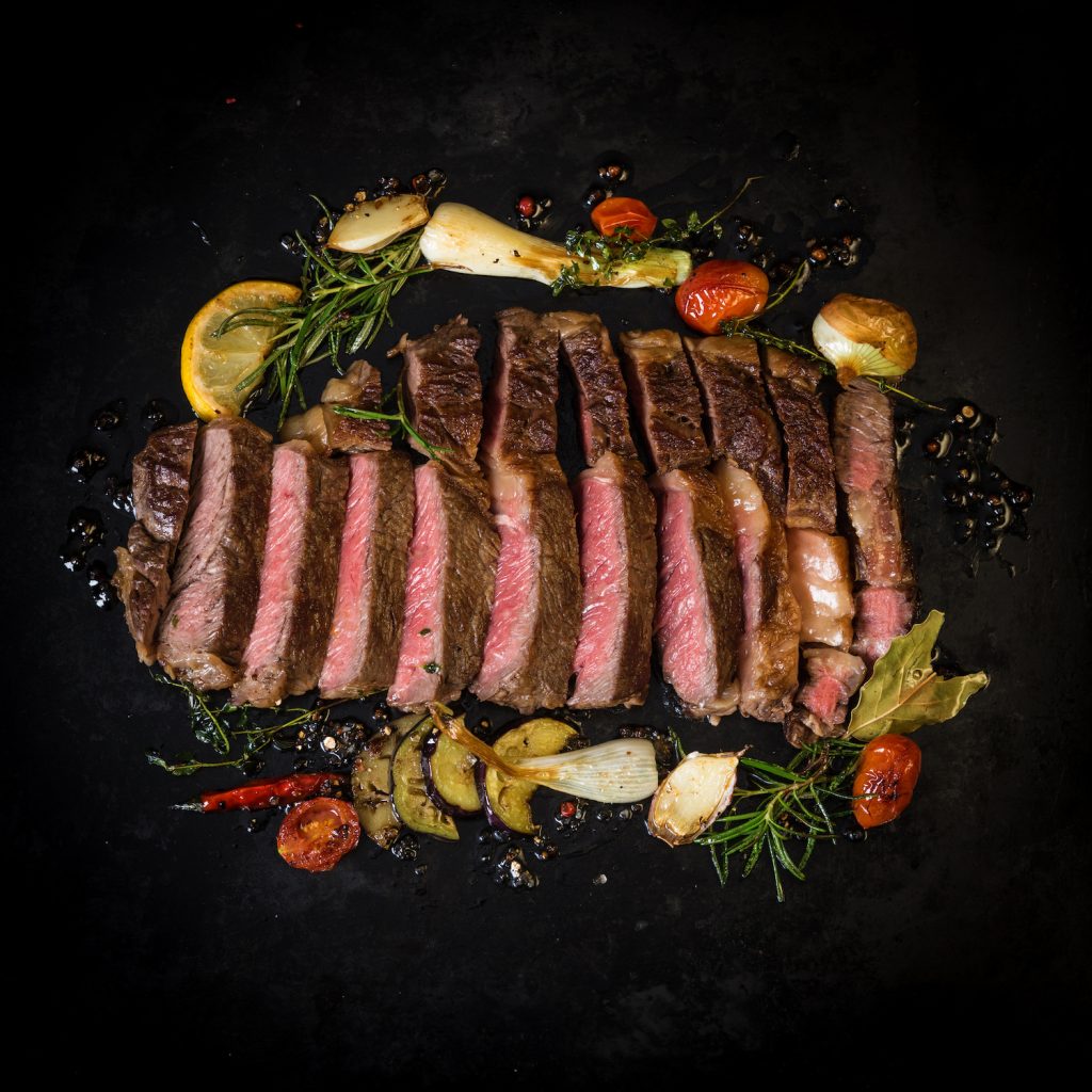 Sliced beef steak with vegetables